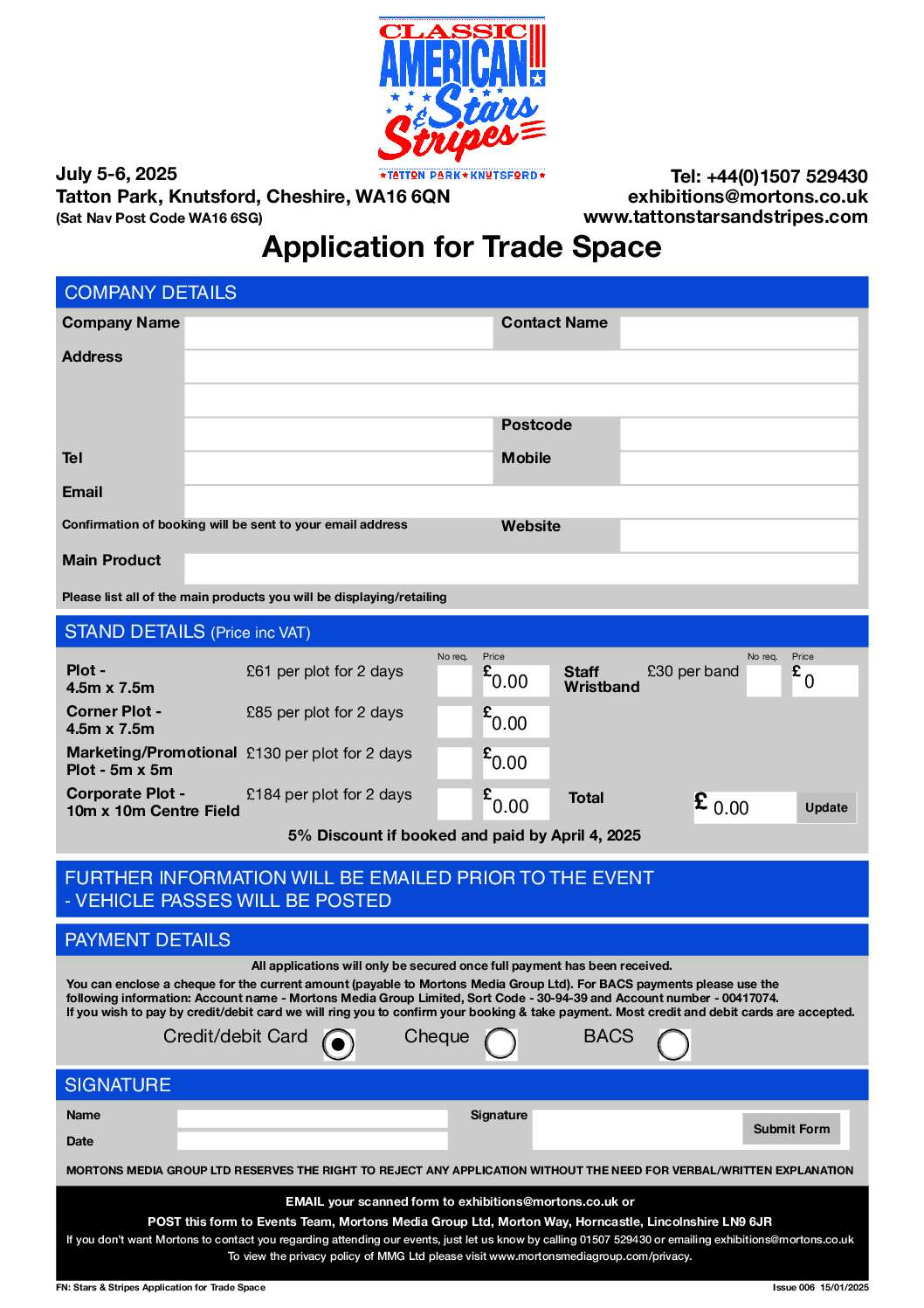 email Application for Trade Stars & Stripes