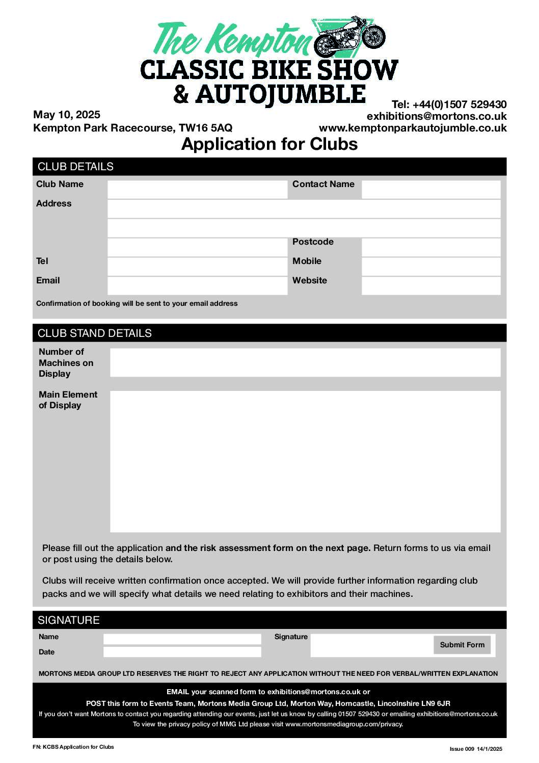 email KCBS Application for Club may